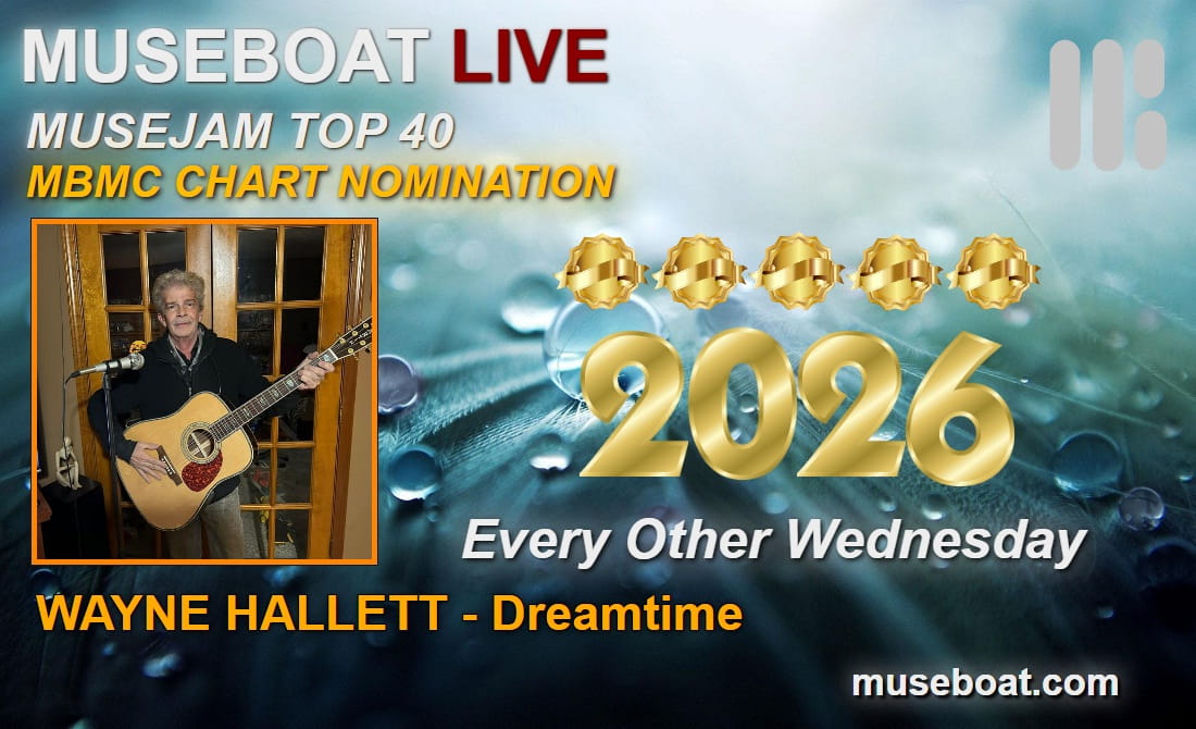 museboatlive's tweet photo. #RETWEET Museboat Live at https://t.co/2sWHrmtaFG presents MBMC Top 25 Chart for 04/29/26 # 16 WAYNE HALLETT - Dreamtime https://t.co/FDvutUejrD @WayneHallett6 CONGRATS!  VOTE again at https://t.co/05wfH7Nd4X  @ArtistRTweeters #MusicVibes https://t.co/wvdVjubjrF