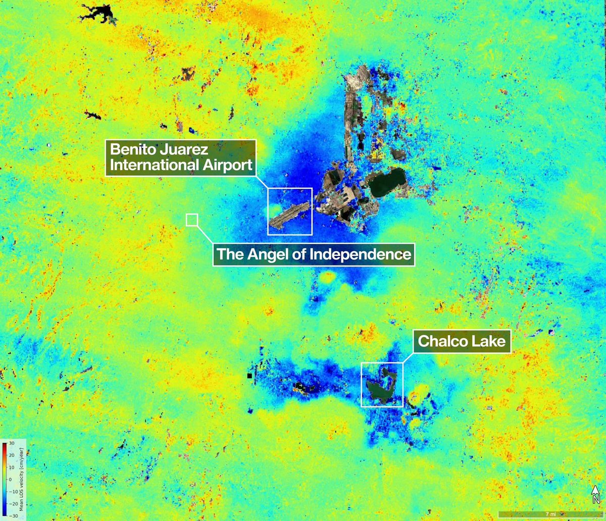 Desde_LaSilla's tweet image. 🚨 Alerta por hundimiento en la CDMX: supera los 2 cm al mes en algunas zonas

La NASA informó que el fenómeno continúa avanzando, según mediciones satelitales que permiten observar cambios en la superficie incluso con nubes o vegetación. #NASA #CDMX @NASA @NASA_es