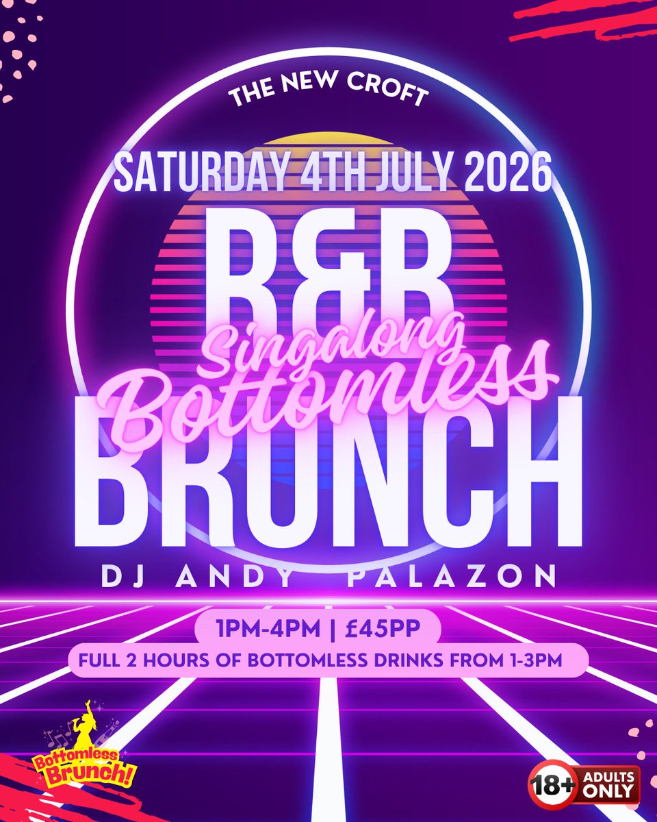 TheNewCroft's tweet photo. 🥂 Brunch, but make it iconic. Sip on bottomless prosecco and cocktails while singing your heart out to the best R&amp;B hits with DJ Andy Palazon!

📅 Saturday 4th July
⏰ 1–4pm
💷 £45

Book now: https://t.co/yRtwSwzX1Y https://t.co/ieCpcoGxfU