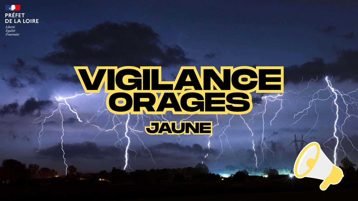 Image de Préfète de la Loire - ⚠️ Le Département de la Loire sera en vigilance jaune orages demain 1er mai, à partir de 14h.
🌧️Cum