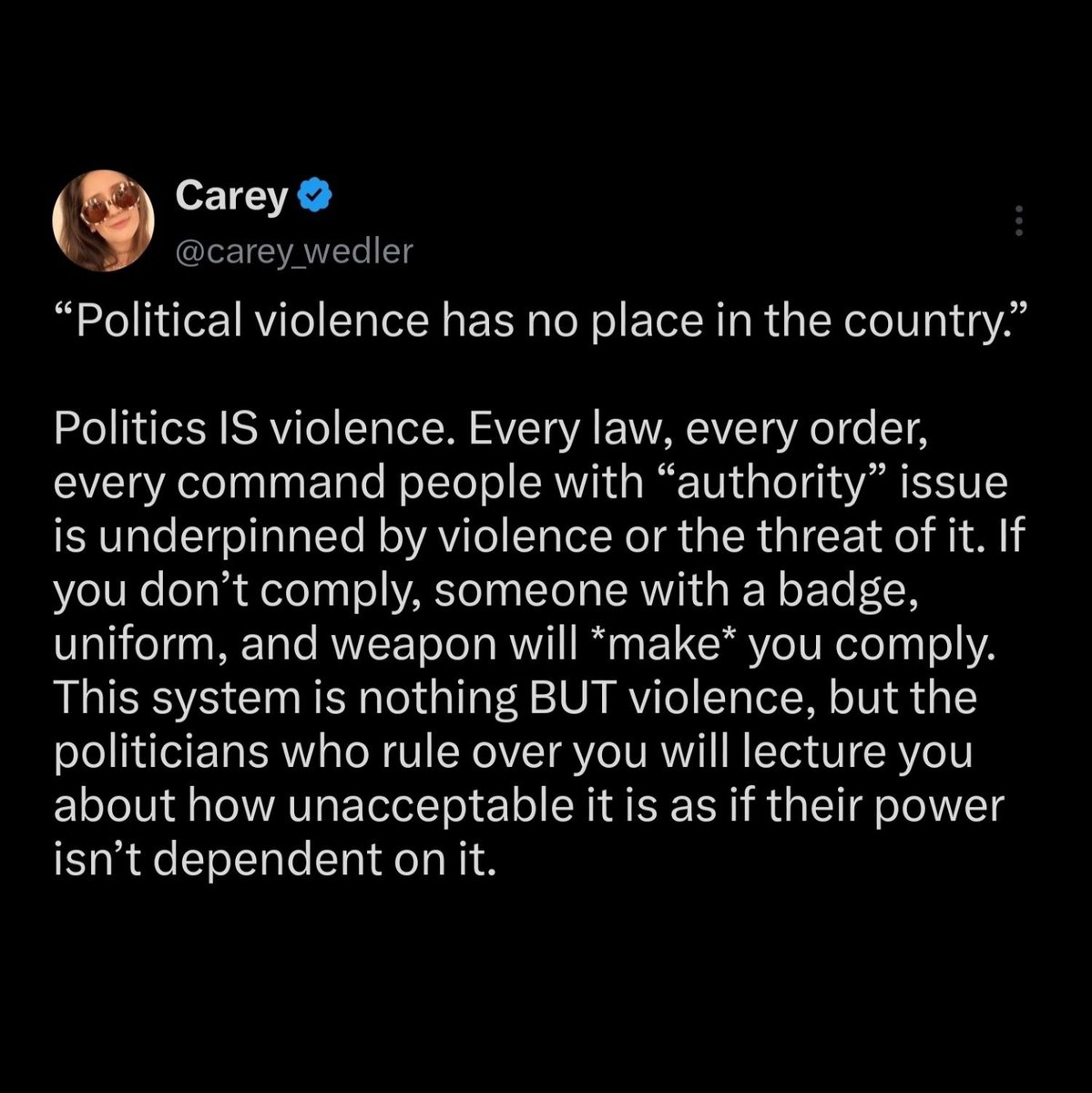 gwpro's tweet image. She has a point.  #violence #politics #control #ultimatum #authority #agenda #doublestandard #government #optout
