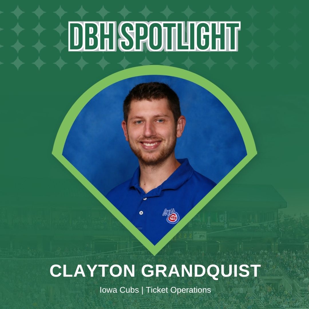 diamondbaseball's tweet photo. DBH Employee Spotlight: Clayton Grandquist

From ballpark kid to @IowaCubs Director of Ticket Operations

A Des Moines native now heading into his 9th season

Helping create the same fan experiences he grew up with!

#EmployeeSpotlight https://t.co/5nwPj0fugZ