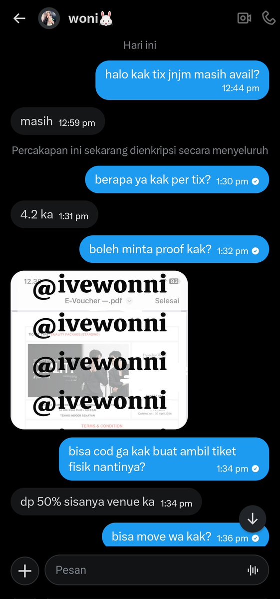 HELP RT!! SCAMMER 2026 NCT JNJM FANMEETING TOUR [DUALITY] JAKARTA

 <a href="/ivewonni/">woni🐰</a>

temenku abis kena scam tiket konser senilai 2.1jt 

hati hati ya guys jangan percaya sama akun x bersih, no wa yg ga kelacak,  bahkan rekeningnya keliatan bersih padahal ujung-ujungnya nipu juga