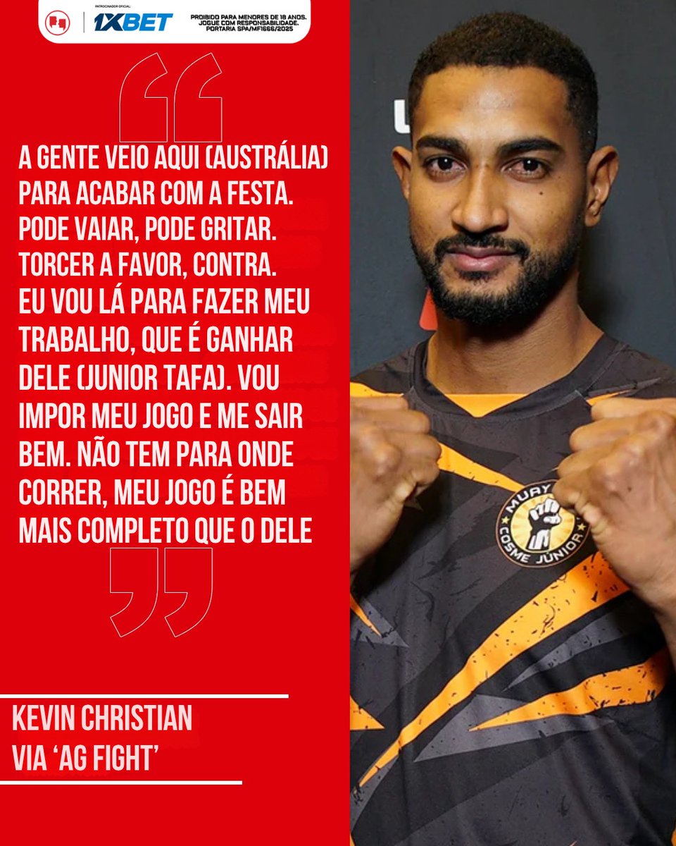 AgFight's tweet image. VISITANTE INDIGESTO! 😤

Prestes a enfrentar um clima hostil, Kevin Christian abraça o papel de 'vilão'.

Diante do 'atleta da casa' Junior Tafa, o gigante brasileiro quer "estragar a festa" dos fãs locais.

Confiante! 👊

#KevinChristian #UFC #Austrália #JuniorTafa #Hostilidade