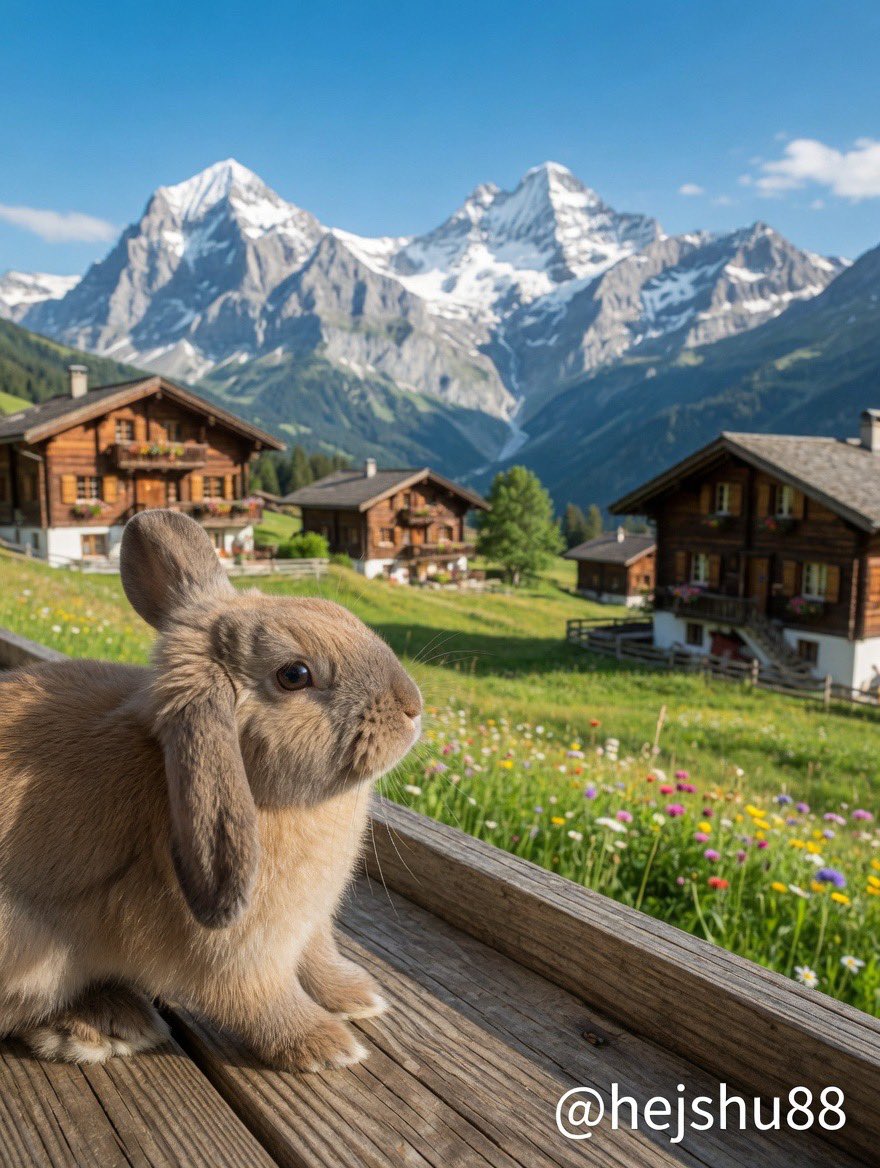hejshu88's tweet image. Living better than most humans.
Would you rather live in the Alps or by the sea with your bunny? Drop your answer 👇
#PopcornTheBunny #SwissAlps #BunnyLife #MountainVibes #RabbitsofX