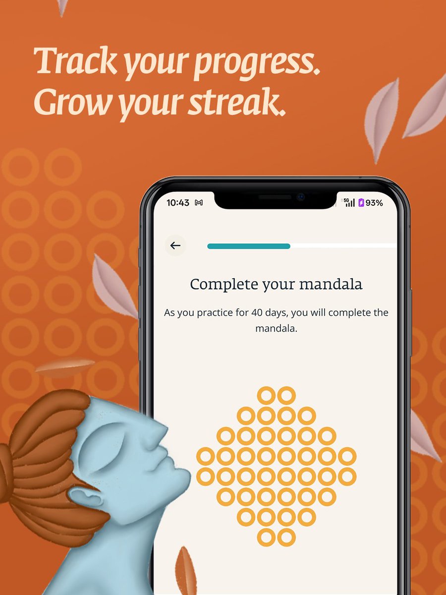 ishafoundation's tweet image. The Ultimate Companion for Your 40-day Journey

A mandala is a 40-48 day cycle that matches the natural physiological cycle of the human body. Doing a new practice for a full mandala is a powerful way to establish it in your system.

The Mandala Tracker on the Sadhguru App helps