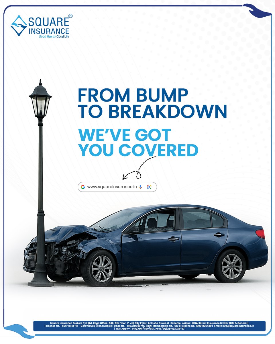 sibpl_gic's tweet photo. From a small bump to a major breakdown
You should never have to worry.

With the right motor insurance
you stay covered in every situation.

#MotorInsurance #CarInsurance #SquareInsurance #DriveSafe https://t.co/KvGuaT9X7O