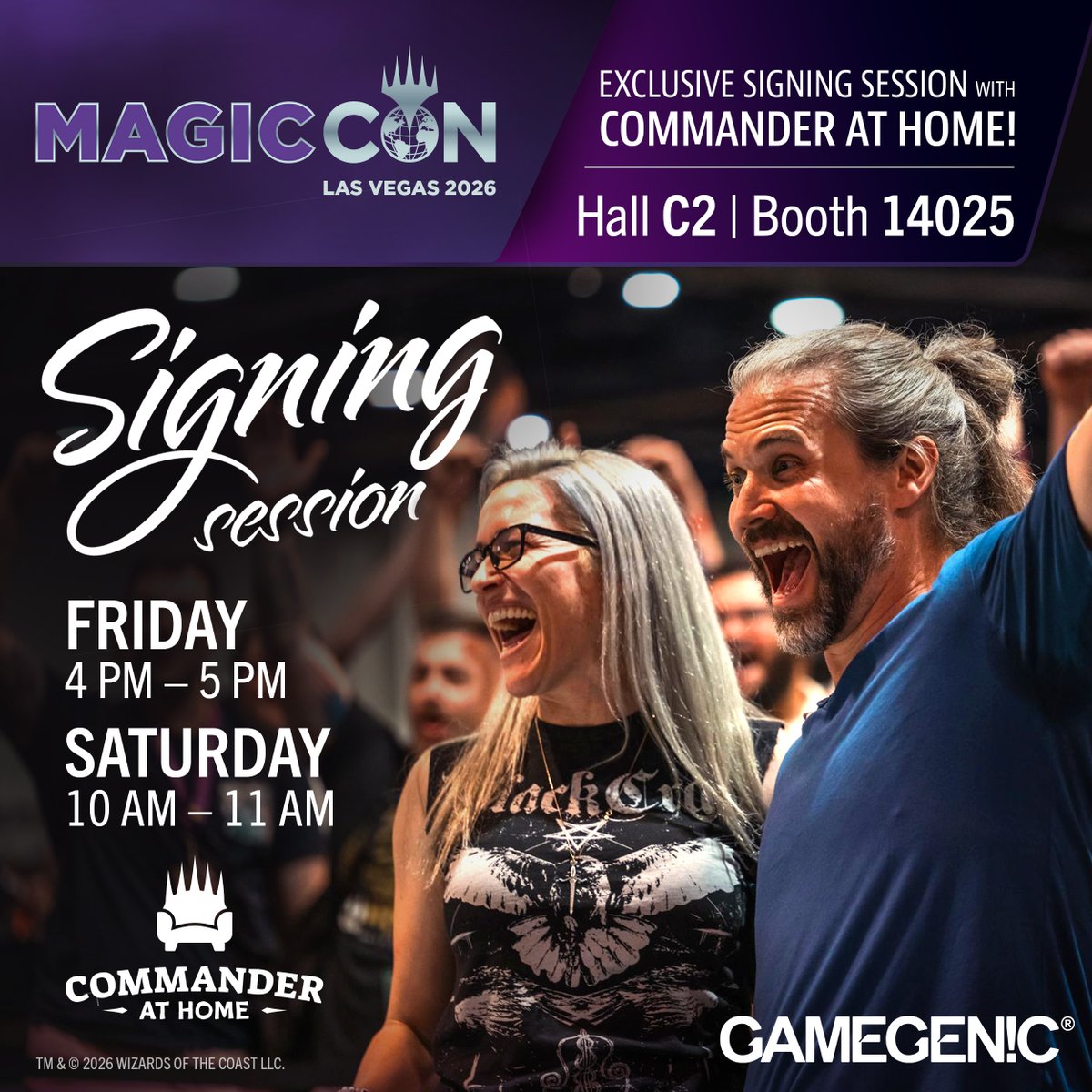 Gamegenic_'s tweet photo. โจREMINDERโจ
Meet Olivia and Brian from COMMANDER AT HOME at Magic Con! Weโll have exclusive signing sessions TODAY and on Saturday. See you there! ๐
๐Hall C2 | Booth 14025
๐1 โ 3 May
#Gamegenic #MagicCon #MCVegas #commanderathome https://t.co/sg3ki6ws1j