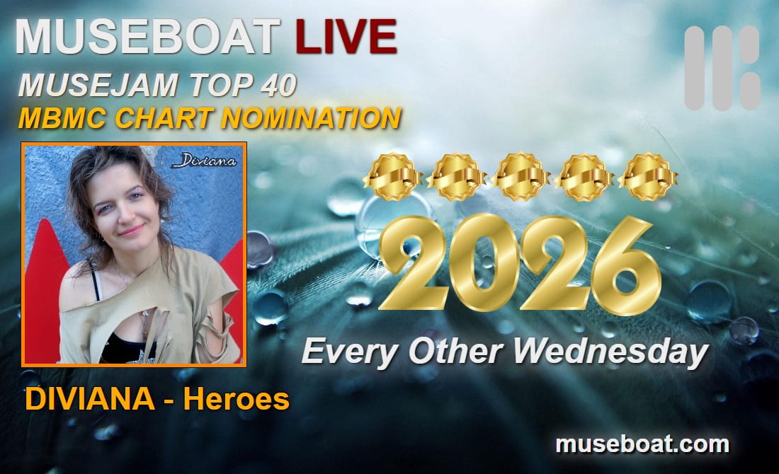 museboatlive's tweet photo. #RETWEET Museboat Live at https://t.co/2sWHrmtaFG presents MBMC Top 25 Chart for 04/29/26 # 7 DIVIANA - Heroes https://t.co/m9ad5zVnhf @Artist_Diviana  CONGRATS!  VOTE again at https://t.co/05wfH7Nd4X  @ArtistRTweeters #MusicVibes https://t.co/OnVMwuf6Yd