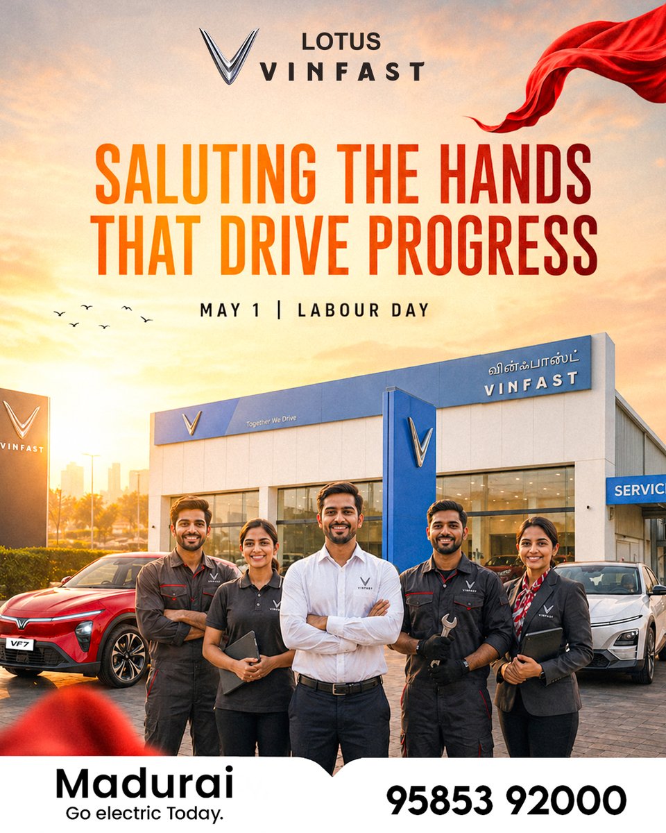Lotusvinfastmdu's tweet image. Hard work built the world. Electric drives it forward.

Happy Labour Day from Lotus VinFast Madurai! 

📍 Madurai | 📞 95853 92000

#LabourDay #GoElectric #LotusVinFast #VinFastMadurai