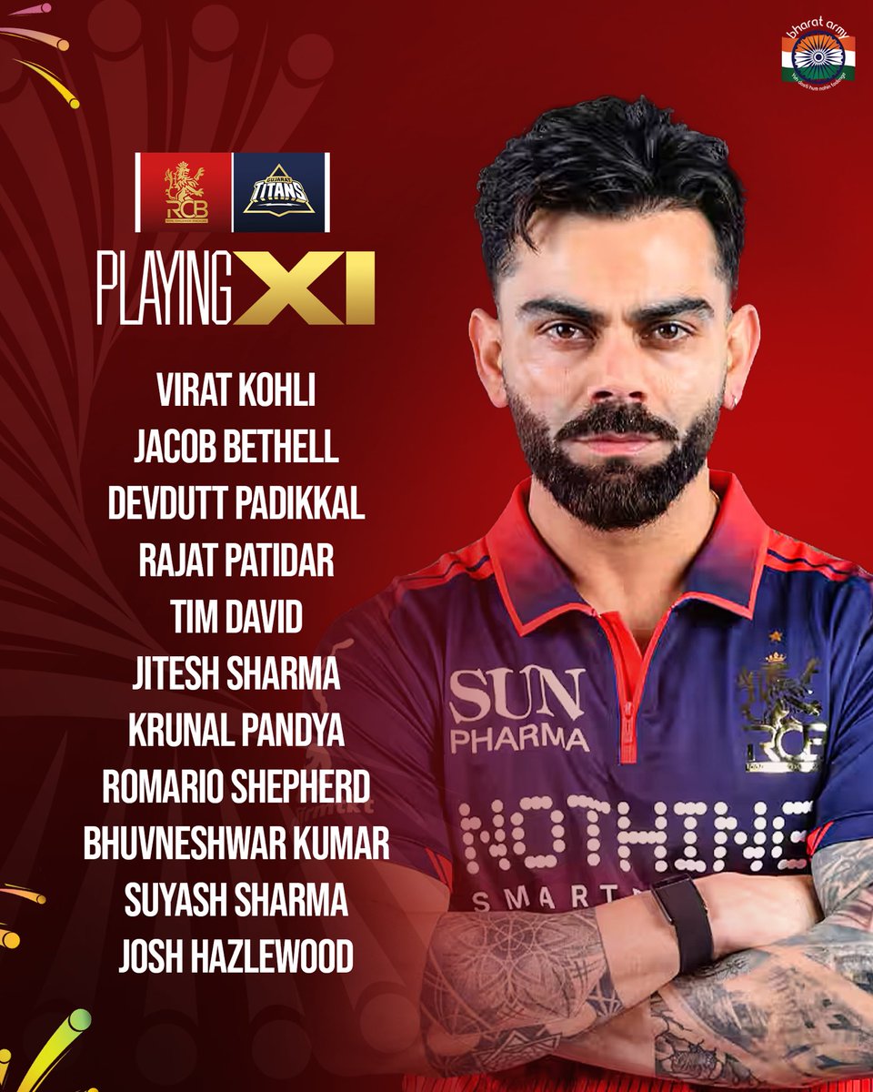 thebharatarmy's tweet image. Gujarat Titans has won the toss elected to bowl first. 👊🔥

📷-BCCI

#teamindia #Rcbvsgt #bharatarmy #coti🇮🇳 #ipl2026