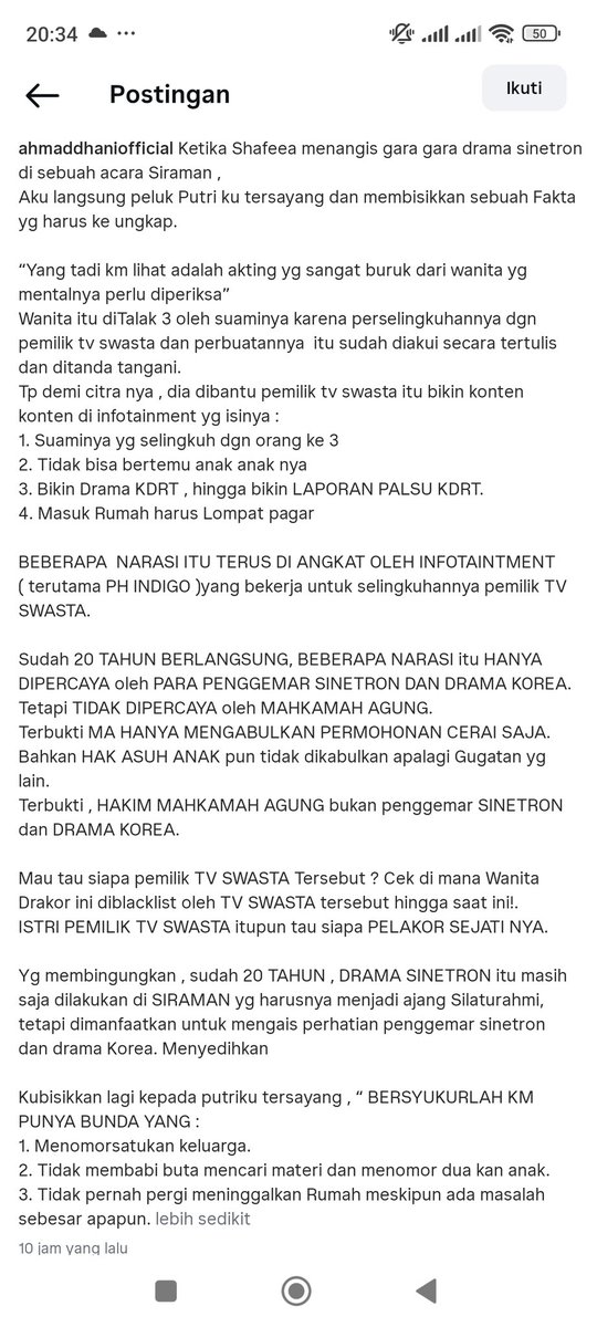 Laperbaper_'s tweet photo. Drama bunda maia dan pakde ahmad dhani bakalan panjang nih. Soalnya setiap ada acara selalu diisi dengan drama siapa yg benar dan menjadi korban😅. Gatau lagi gimana perasaan al el dul liat org tua nya gini terus. Bakalan ada rasa deg deg an pastinya kalau mau ngadain acara lg.. https://t.co/DqbHaj67wk