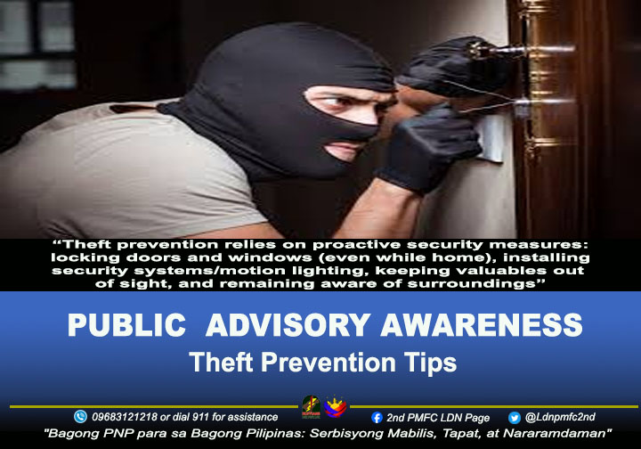 Anti-Criminality Campaign ll Theft Prevention
#BagongPNPparasaBagongPilipinasSerbisyongMabilisTapatatNararamdaman 
#ToServeandProtect