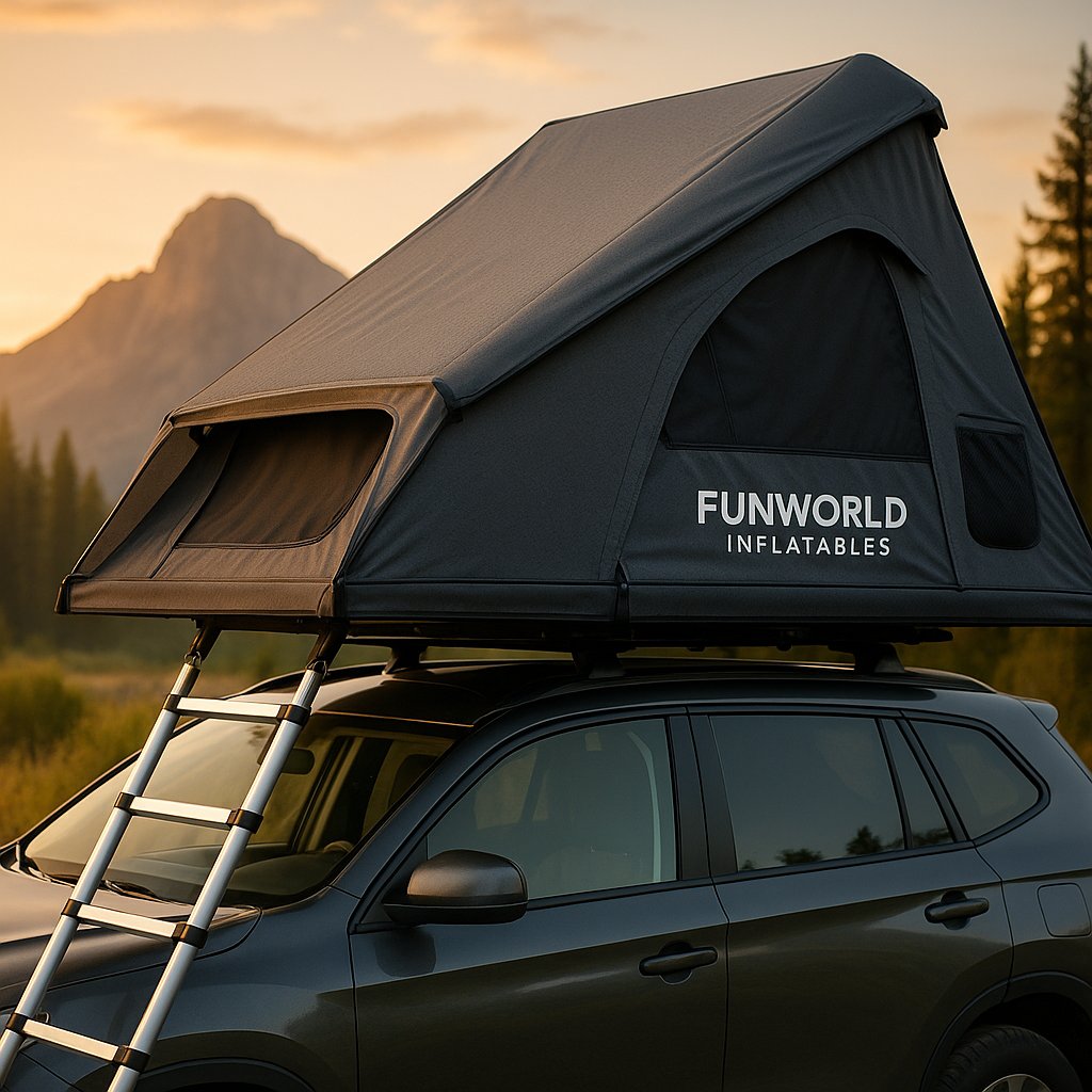 funworld168's tweet image. Adventure awaits! 🌲 Discover the great outdoors with our premium car roof tents. Elevate your camping experience! #FunworldInflatables #CampingLife #OutdoorAdventure