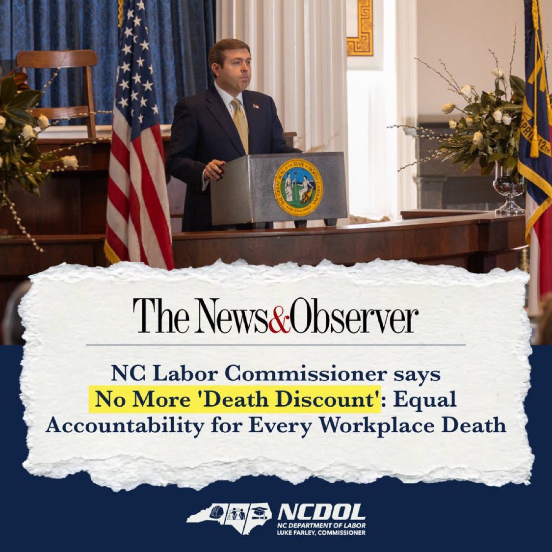 LukeFarleyNC's tweet photo. My op-ed in the @newsobserver explains why I needed to end the Death Discount. You can read it here: https://t.co/6doscrpkTU https://t.co/2Xc4DmJdvE