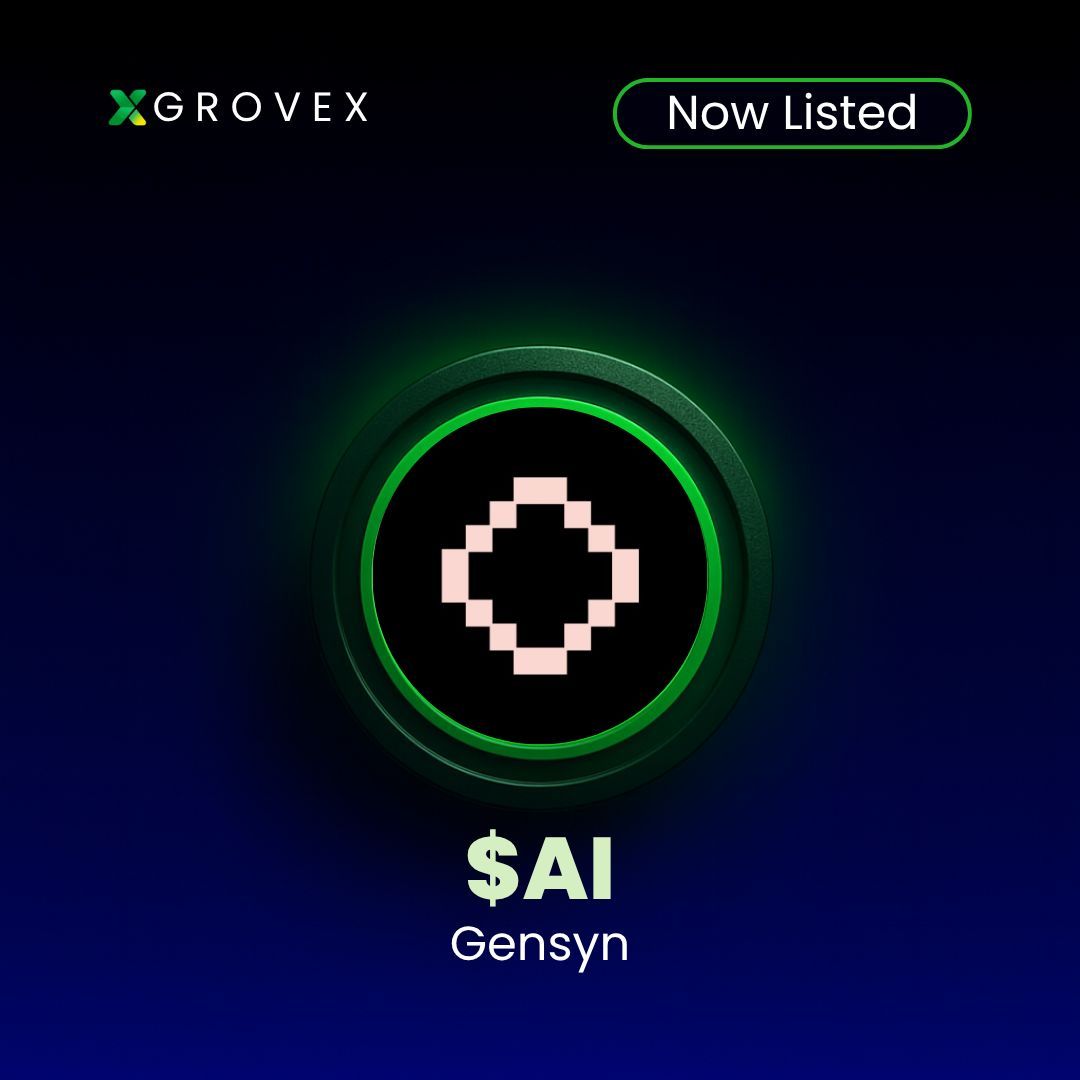 GroveXchange's tweet image. ✅ Now Listed: @gensynai ($AI) on GroveX! ✅

Token: $AI/USDT
Chain: ETH

✅ Deposits and withdrawals are now available.

🔗 Trade Now: grovex.io/en_US/trade/AI…

#AI #ETH #Crypto #GroveX #Blockchain #Web3