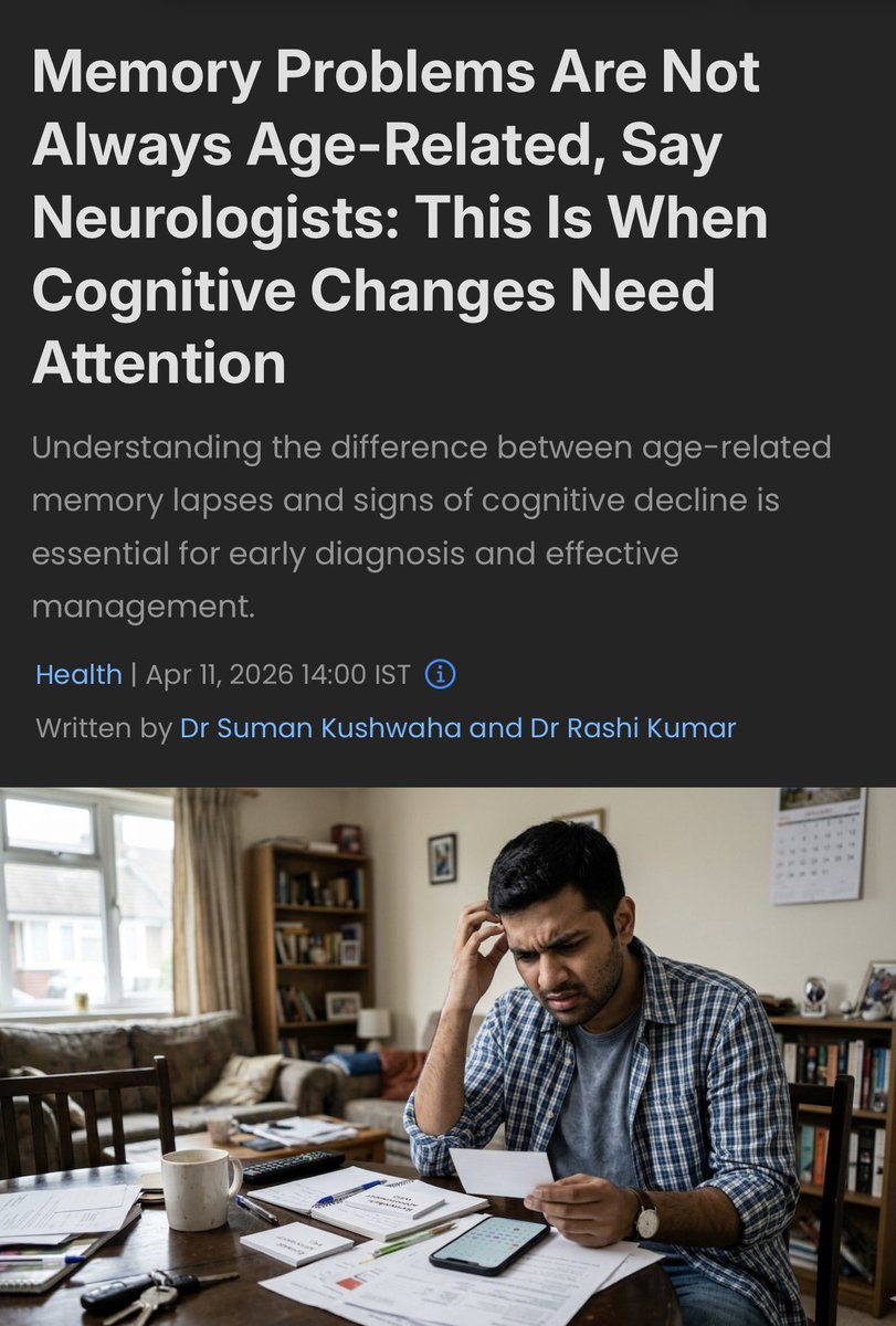 Rashi__Kumar's tweet photo. Wrote this piece on how not all memory issues are age-related and when cognitive changes deserve attention. 

Sharing it here 👇 @drskushwaha 

https://t.co/1mv0Lzs7CF https://t.co/7IammV4MNV