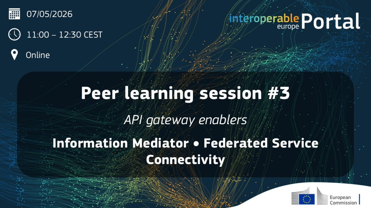 InteroperableEU's tweet photo. The peer learning session “#APIgateway enablers”, organised by the #InteroperableEuropePortal, will introduce you to 2 key #interoperability solutions:µ

- Information Mediator
- Federated Service Connectivity

Register &amp; learn from the experts on 7 May!
👉https://t.co/LZZ9uSyPF7 https://t.co/zMIY1oeaRe