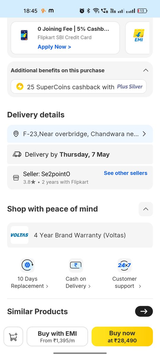 PramodBarnwal16's tweet photo. Please let me know why your team is telling only 1year warranty for compressor and on the platform of flipkart is showing different prospective @ConsumerReports @consumercourtin @thebharatseva https://t.co/DXMHslNbWa