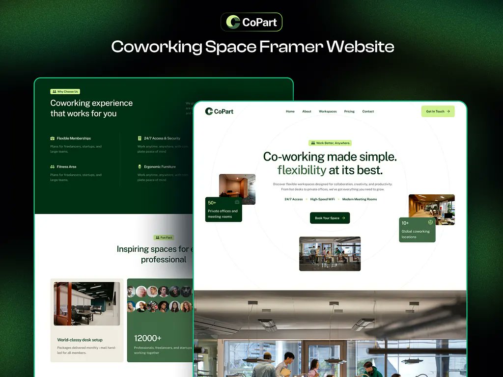 sk_nahid0011's tweet image. CoPart — Coworking Space Website Template

☀ Watch live: copart.framer.website   
🗍 Framer Store: framerdevs.com

#BOLSOMASTER #onebullex #uxuy #BinanceAlpha 
#Design #Viral