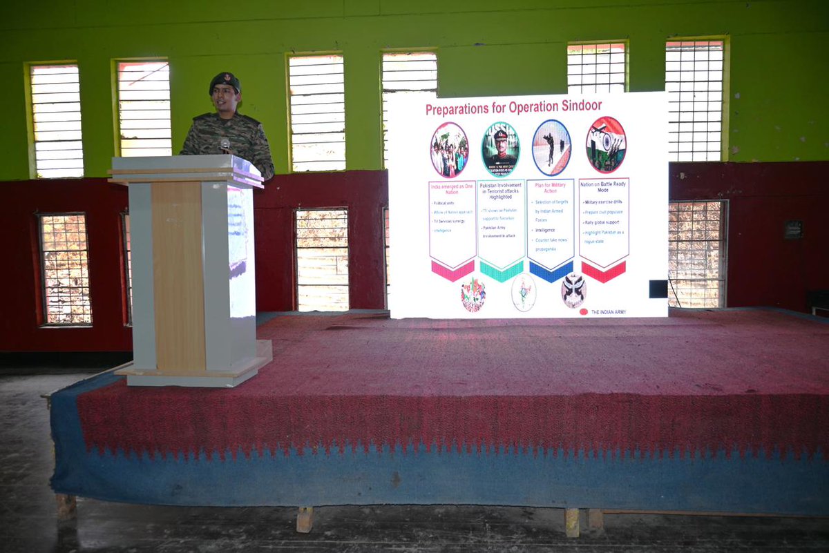 UBArea_IA's tweet photo. 🚨 MINDS ARE THE NEW BATTLEFIELD 🚨
300 young minds. One mission: DEFEND THE NATION—ONLINE & OFFLINE. 🇮🇳
An Offr of #PanchshulBrigade decoded #OpSindoor—where truth fights misinformation. From clicks to consequences, students learned: VERIFY. THINK. ACT.
Tomorrow’s warriors aren’t just on borders… they’re behind screens. ⚔️📱
#IndianArmy #NationFirst #YouthPower #DigitalWar #जय_हिंद #भारतीयसेना #राष्ट्र_प्रथम 
@adgpi @panchshulpulse @PRODefDehradun @suryacommand @IbexRadioTarana @radioibextarana @voiceofspiti @voiceofkinnaur  @ProDefLko @SpokespersonMoD @DefMinIndia