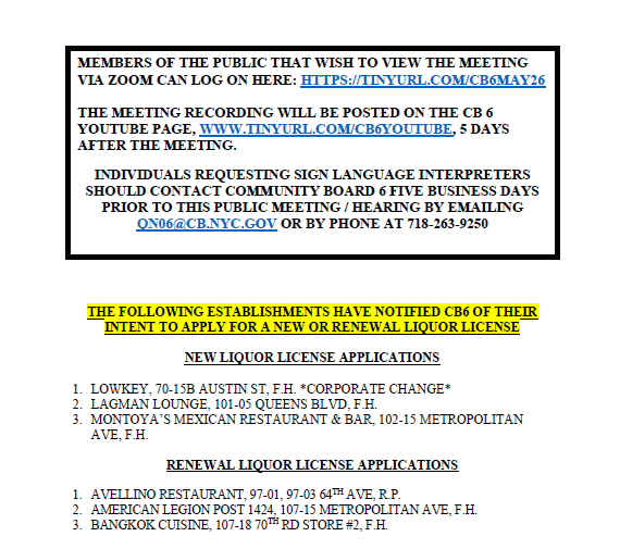 Queens Community Board 6 tweet media