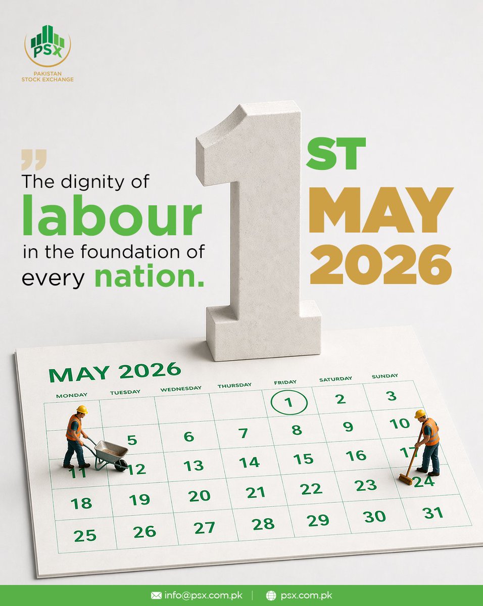 pakstockexgltd's tweet image. With every task, workers breathe life into Pakistan’s economy. On Labour Day, the Pakistan Stock Exchange expresses heartfelt gratitude for their unwavering contributions.

#PSX #LabourDay #Dedication