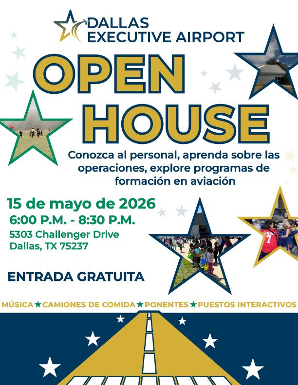 dallasexecutive's tweet image. SAVE THE DATE: We’re hosting an Open House and would love for you to join us! It’s a great opportunity to meet our team and learn more about how the airport operates! Details ⤵️ 

📅: Friday, May 15
🕐: 6 p.m. - 8:30 p.m.
📍: 5303 Challenger Drive, Dallas, TX 75237