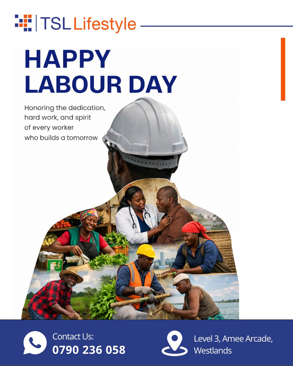 TotalSLtd's tweet image. To everyone putting in the work every day , we see you 👏and we appreciate your efforts.
Happy Labour Day🌹

#LabourDayKenya #KenyaWorkers #MadeInKenya #KenyaStrong #SupportLocalKenya#CelebrateWorkers #Tslonline#TeamEnergy#Kenya#Nairobi