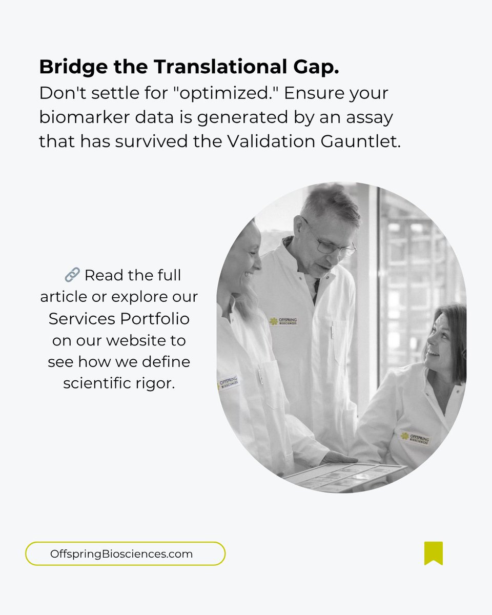 OffspringBioAB's tweet photo. Optimized IHC assays produce a signal; Validated ones produce truth 🔬 

The Validation Gauntlet details our technical pillars of assay validation, from tissue integrity to multi modal testing &amp; expert review.  
https://t.co/4Fa2TkW7iB 
#IHC #AssayValidation #TranslationalScience https://t.co/pXLEDx15f9