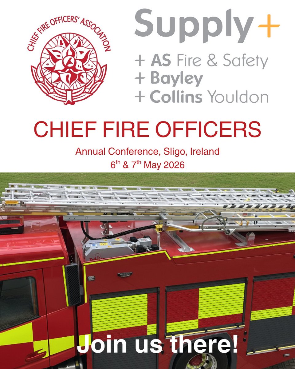 SupplyPlusUK's tweet image. We’re attending the @CfoaIreland Annual Conference 2026. Catch +AS Fire &amp;amp; Safety, +Bayley &amp;amp; +Collins Youldon with our Account Manager Peter Warren at this key event.
cfoa.ie/conferences/an…
#CFOA2026 #FireService #FireSafety #EmergencyServices
