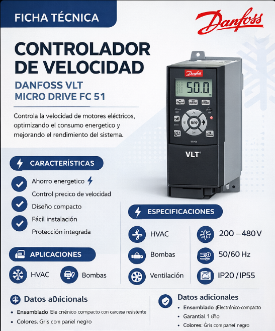 ThermoheatingS's tweet image. Variador de frecuencia compacto diseñado para el control eficiente de motores en aplicaciones industriales y HVAC.  comercialthermohea.wixsite.com/thermoheating
#thermoheating #Danfoss #VLTMicroDrive #FC51 #VariadoresDeFrecuencia #VFD #AutomatizaciónIndustrial #ControlDeMotores #EficienciaEnergética