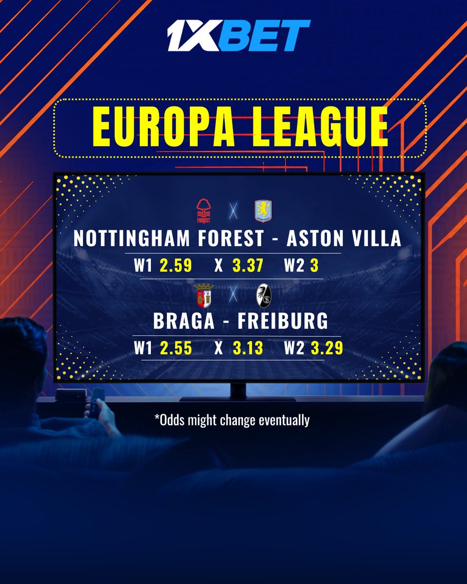 EUROPA LEAGUE SEMIFINALS HEADLINE! 🔥

Tonight, in the first-leg matches for a place in the final, Braga face Freiburg, while an all-English clash sees Nottingham Forest take on Aston Villa.

Expect maximum intensity from the first minutes ⚽️