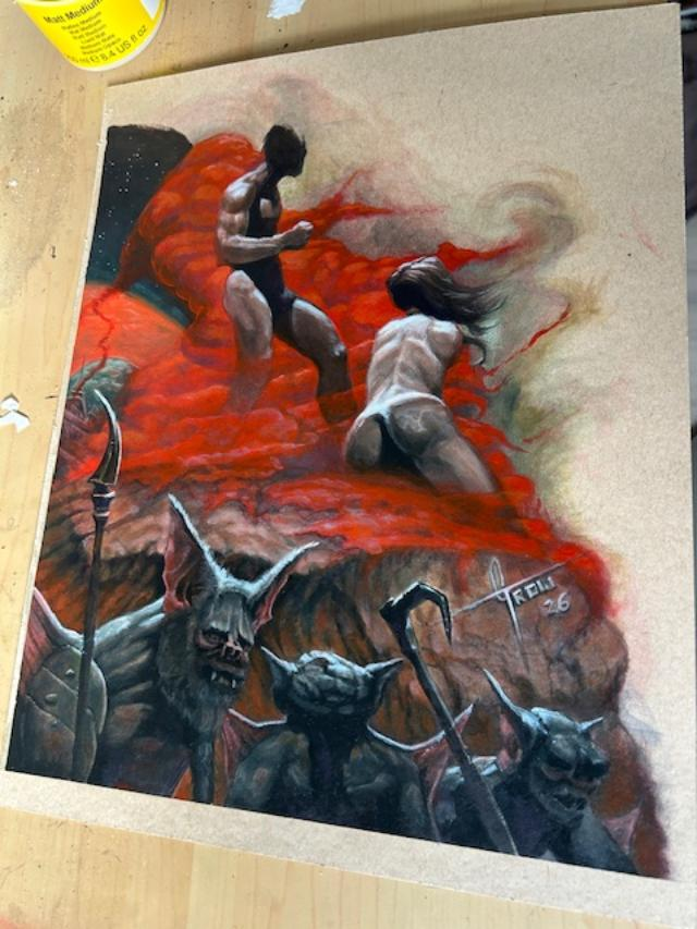 pulphummock's tweet photo. Some new incredible artwork by @GTArtwork  for Pulp Hummock Press's next book, "The Overlords of Steel." Epic planetary romance and Frazetta vibes!!! https://t.co/v3EAUgW1tY