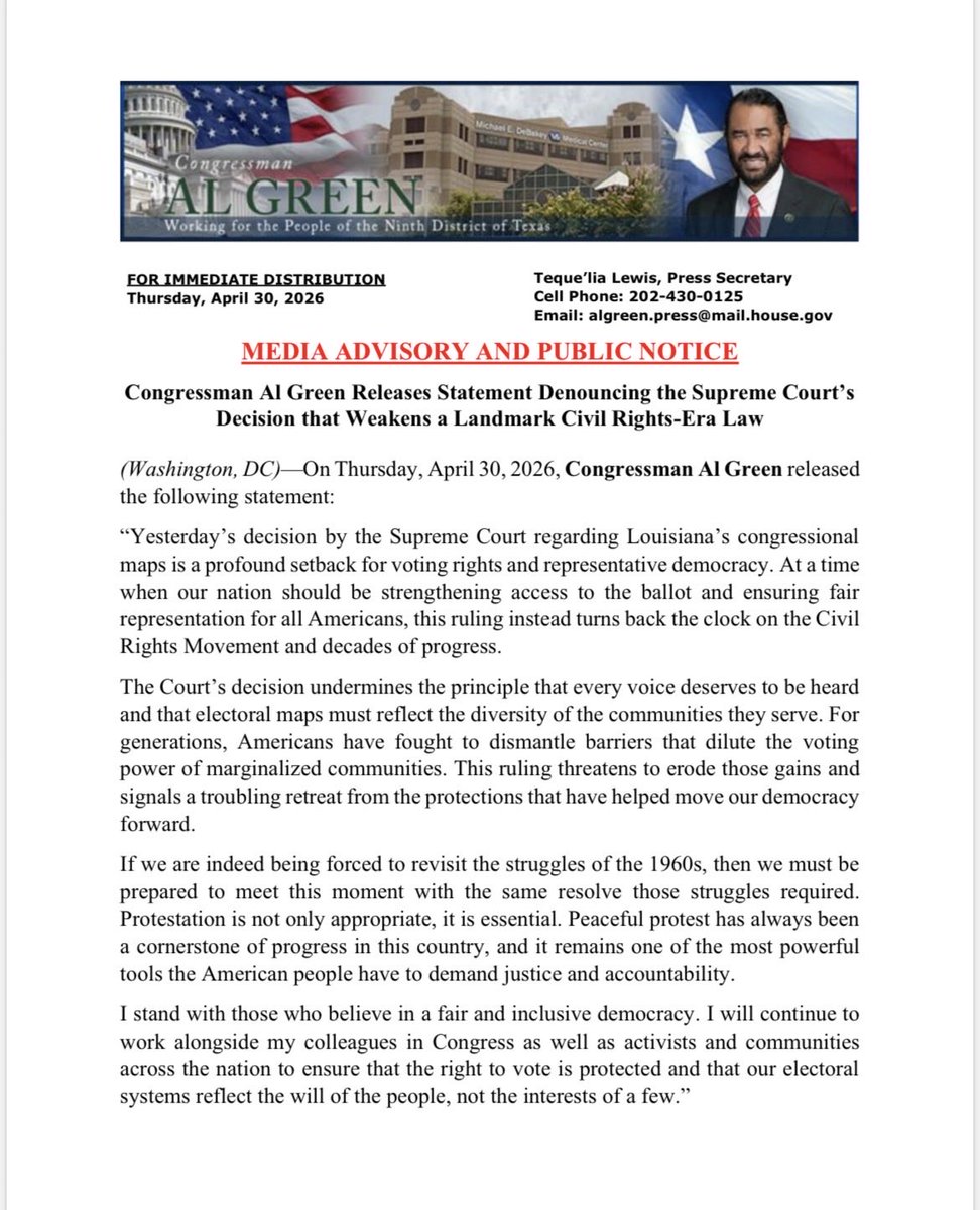 U.S. Representative Al Green tweet media