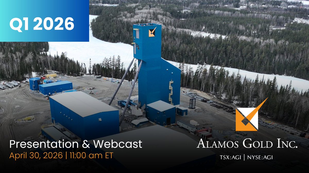 AlamosGoldInc's tweet photo. Register to view our Q1 2026 results webcast today at 11:00 am ET. Sign up here: https://t.co/Tu4dcfD7Fe
#AlamosGold #Gold $AGI https://t.co/rKLXtUeJj5