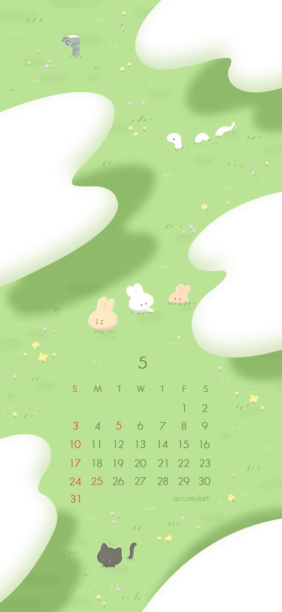ccomulart's tweet photo. 2026년 5월 배경화면 달력입니다🍀🐰

#illustration #calender #달력 #イラスト #カレンダー https://t.co/XnXar9Uqws