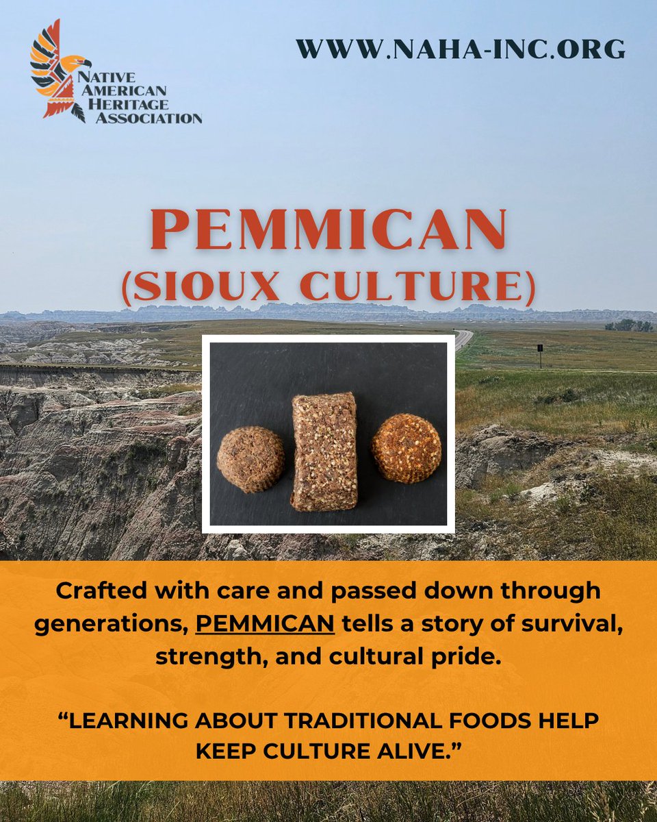 NAHA_Charity's tweet photo. Food is a powerful link to our history. 

Pemmican is a traditional mix of dried meat, fat, and berries that stays fresh for years. It is a story of survival and pride being passed to the next generation. We are honored to support this heritage.

#LakotaCulture #NAHA #SouthDakota https://t.co/evFwrdDsSZ