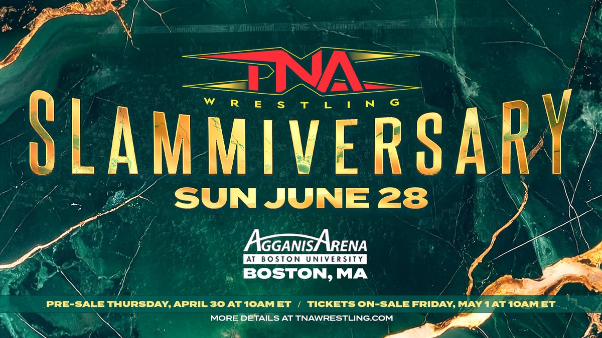 ThisIsTNA's tweet photo. The pre-sale for tickets for #TNAiMPACT in Denver and Albany, and #TNASlammiversary in Boston has BEGUN! Use the pre-sale code SPORT! 

Denver and Slammiversary: https://t.co/LoHD9RgGqz
Albany: https://t.co/e3oyMzv6QK https://t.co/mDD8FIZz9e