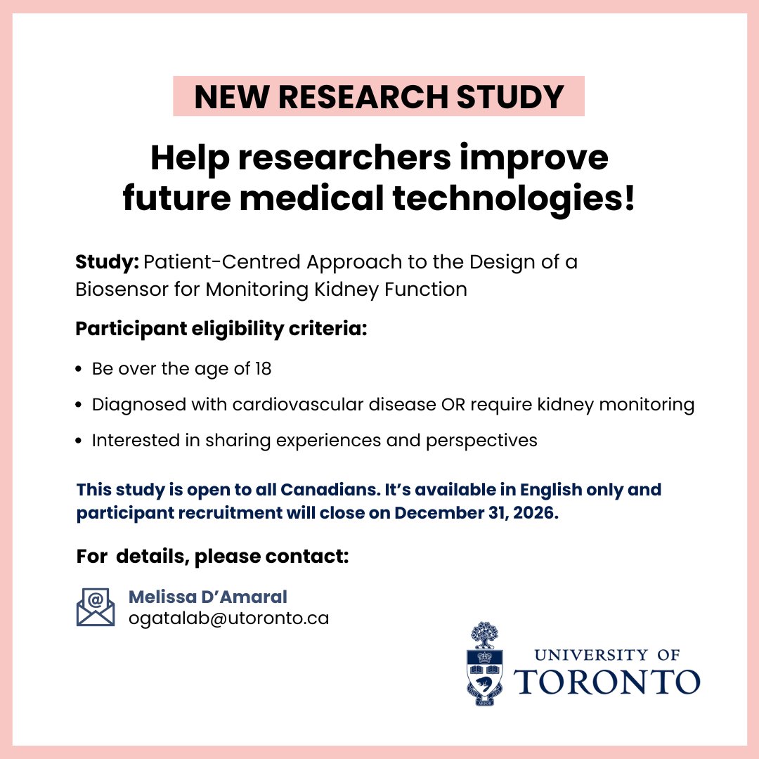 kidneycanada's tweet photo. Researchers at @UofT are designing a new at home device to monitor kidney function and want patient input to guide its development. Help researchers improve future medical technologies! Learn more: https://t.co/atYdlnpIka https://t.co/ZosCnimQc9