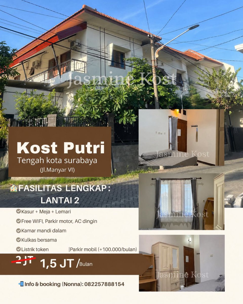 ghadisss___'s tweet photo. KOST PUTRI BARU 
📍MANYAR (dekat rsj menur)
Fasilitas tertera di foto (Lengkap)
Harga Promo 1,5jt chat langsung ke nomor tertera untuk harga promo

https://t.co/U2fVcR7zUN

Info Kos Dekat UNAIR Kampus B, STESIA, POLKESBAYA
#kossurabaya #kosputri https://t.co/0HpAAeKfac