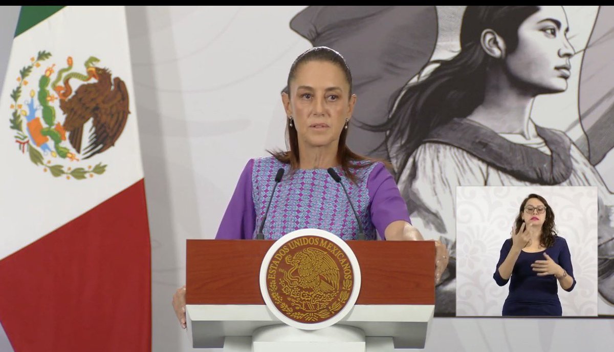 epigmenioibarra's tweet photo. “Verdad, justicia y defensa de la soberanía” @Claudiashein 

Estos son los principios que rigen al Gobierno de México. 

Se establecerá con pruebas contundentes la verdad.

Se procederá en el marco de la ley y se hará justicia.

Se defenderá siempre la soberanía nacional. https://t.co/gBYExXlDbE