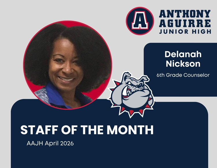 AguirreJrHigh's tweet photo. 👏🐾 A big shoutout to Delanah Nickson, our Staff of the Month for April! Thank you for all you do to support our Bulldogs every day! 💙❤️ #BulldogNation #BestIsTheStandard https://t.co/AoMYLadVwa