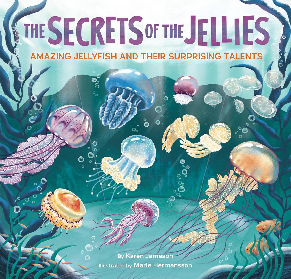 sincerelystacie's tweet photo. THE SECRETS OF THE JELLIES: Amazing Jellyfish and Their Surprising Talents by Karen Jameson, illus by Marie Hermansson @ChronicleKids offers kids a lesson on 22 various #jellyfish https://t.co/KJgmYJiPqR #childrensbook #picturebook #kidsbook #booksforkids #readaloud #readtolearn https://t.co/PztV48K7fY