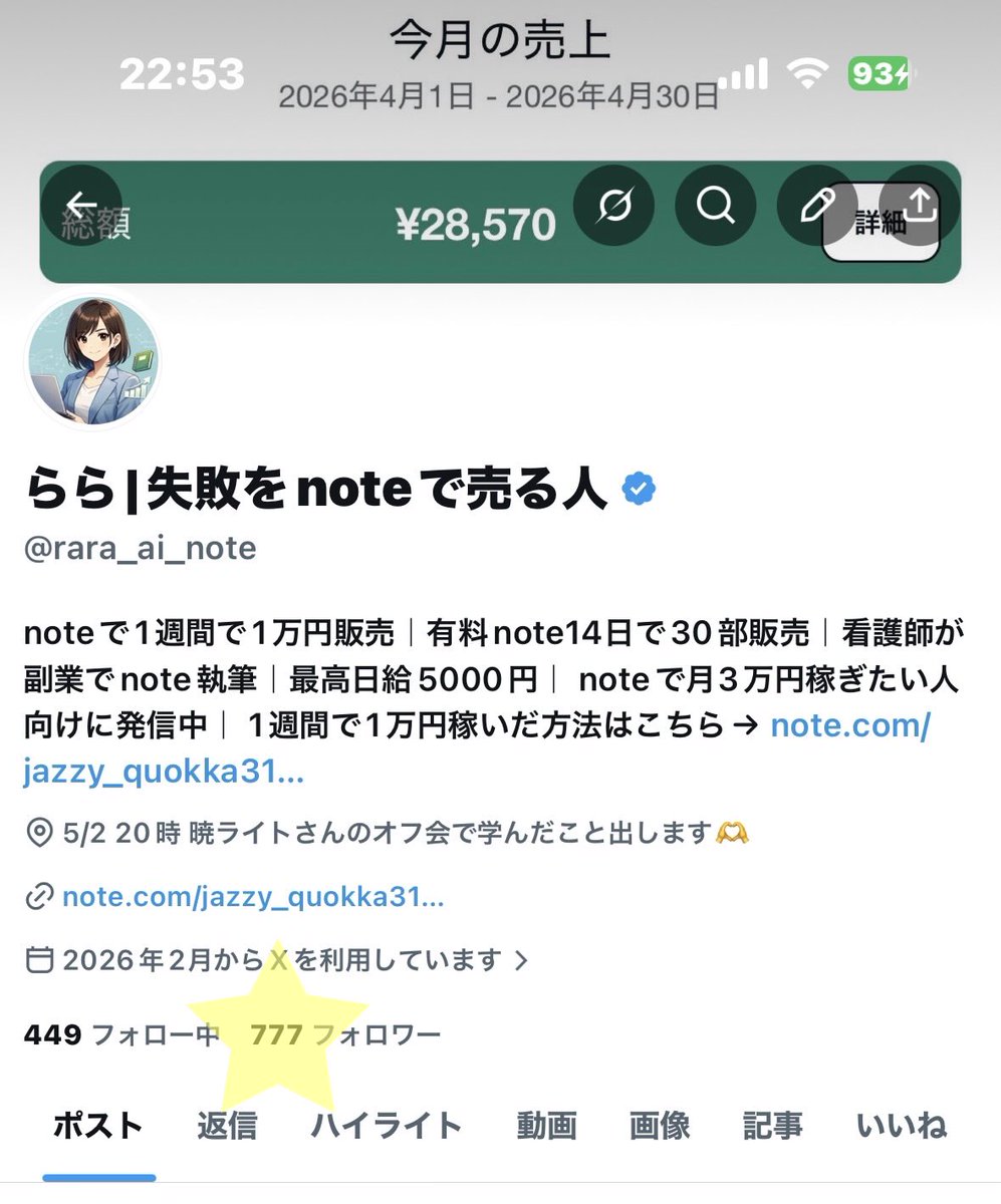 らら|失敗をnoteで売る人 tweet media