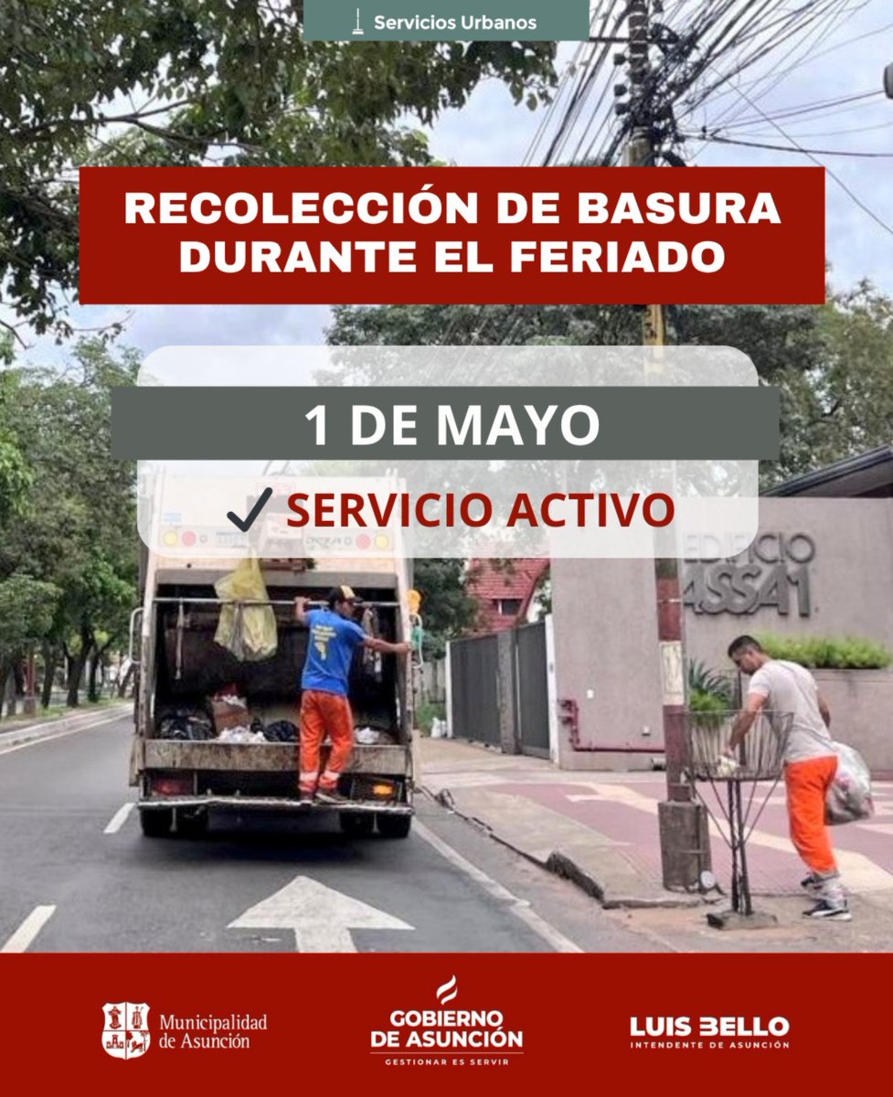 ⚠️ Atención 👇
🚮 Servicio activo durante el feriado 🚛