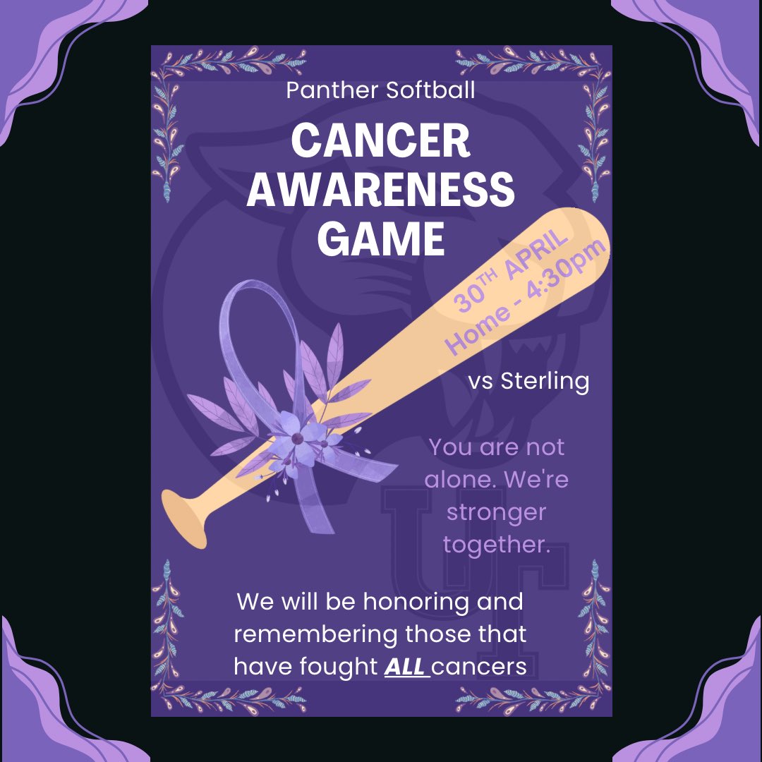 SoftballUTHS's tweet photo. GAME DAY🥎🐾🧡- Cancer Awareness Game
#PantherSoftball (15-6; 8-1)

🆚 Sterling Golden Warriors 
🏟️ United Township High School
📍East Moline, IL
⌚️4:30PM
🌡️55*
☁️Cloudy 
💻 Follow along on GameChanger ⬇️
https://t.co/uwDkM542IS https://t.co/cV5mRPN4eZ