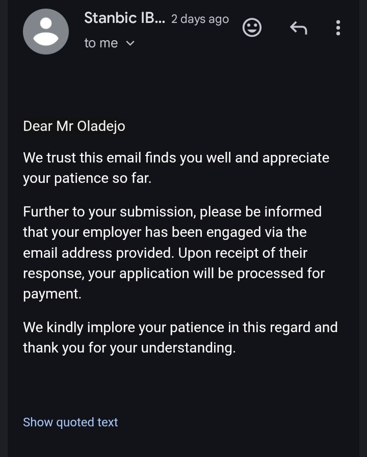 _Capello's tweet photo. Dear @StanbicIBTC, my ENBLOC application has been pending with you for a month now despite my plea for an urgent processing. You claimed @myaccessbank was holding up the processing (as attached). Now that Access Bank has provided an email for related correspondence, what next? https://t.co/JIalGjB52w