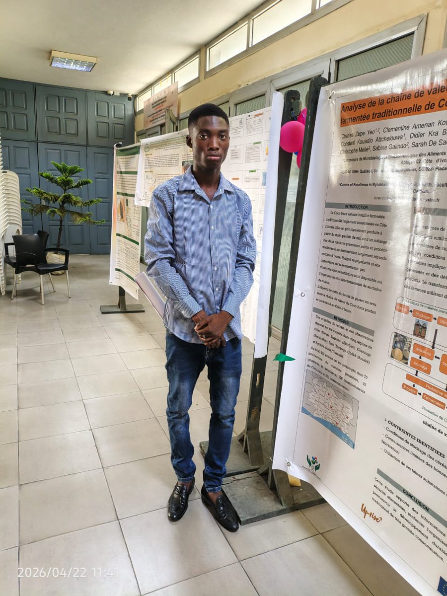 EU_AU_Uprise's tweet image. Congratulations to Charles Yeo, who received Best Poster Presentation Award 🏆 at the 2nd International Conference of Women Researchers (CIFEC) for his analysis of Côte d’Ivoire's Coco baca value chain - part of the #UPRISE #FoodSafety project #Mycotoxins #AfricanFoodSafety