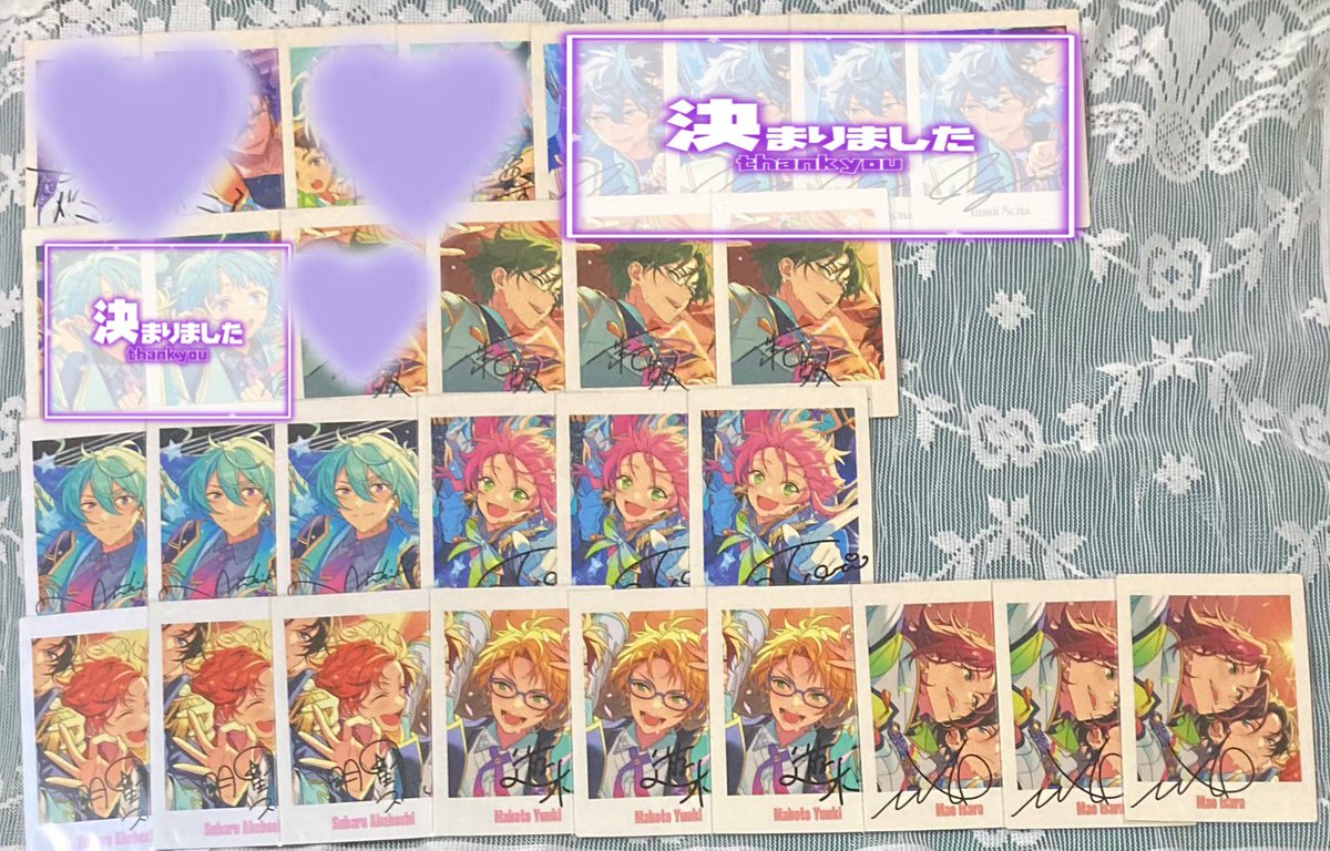 a3glasstriangle's tweet photo. 交換 あんスタ 10周年 10th Anniversary ぱしゃっつ 特典

譲 スバル 北斗 真 真緒 渉 桃李 忍 藍良 晃牙 友也 光 敬人 紅郎 颯馬 宗 みか 燐音 レオ つむぎ エス

求 特典:アドニス＞なずな
通常:薫2 晃牙1(UNDEADコンプ目的)＞決まり次第アドニス なずな

郵送または都合合えば都内手渡し
⬇️ https://t.co/fx2QDwOu4a